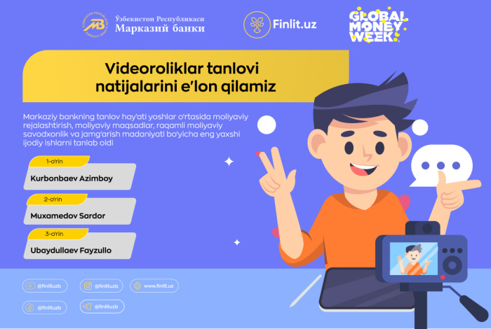 Videoroliklar tanlovi natijalarini e'lon qilamiz Global Money Week 2023