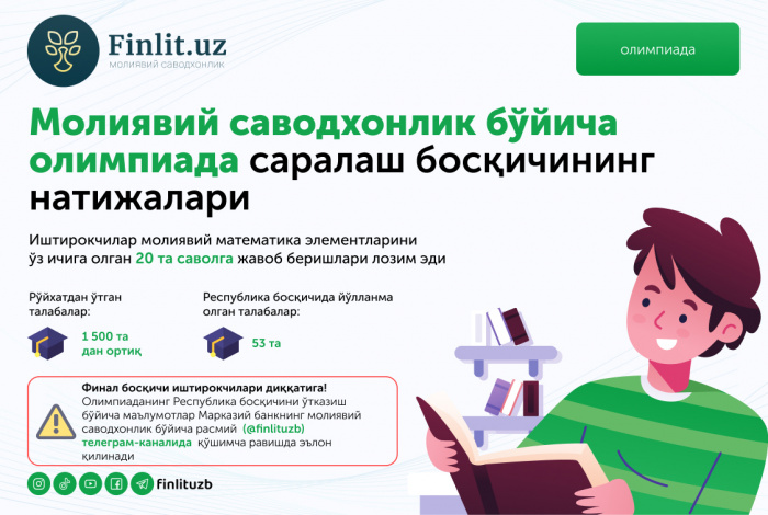 Молиявий саводхонлик бўйича олимпиада саралаш босқичининг натижалари